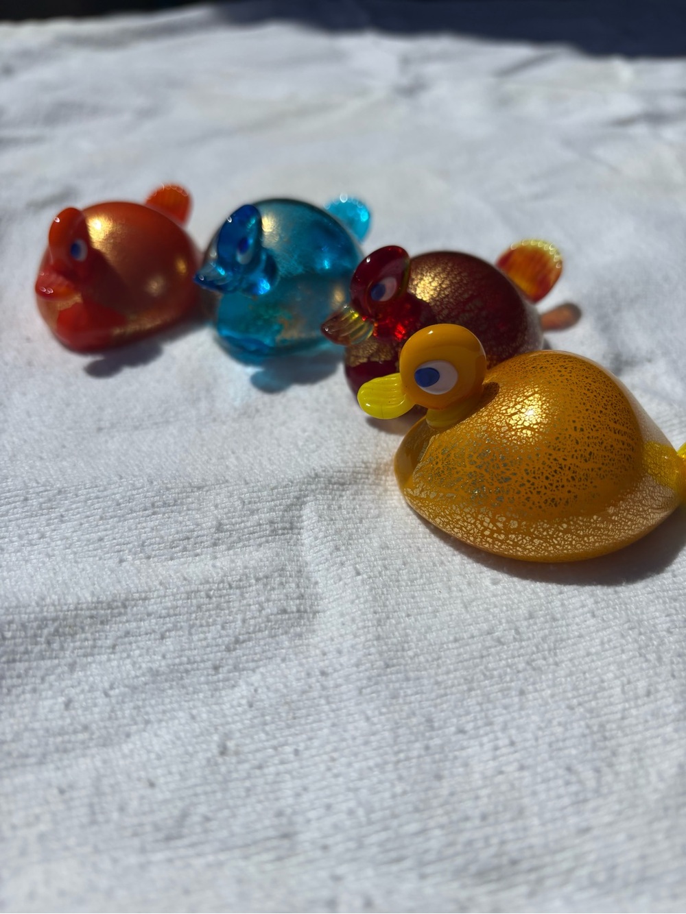 Colorful Glass Duck Yellow, Blue, Red, Orange